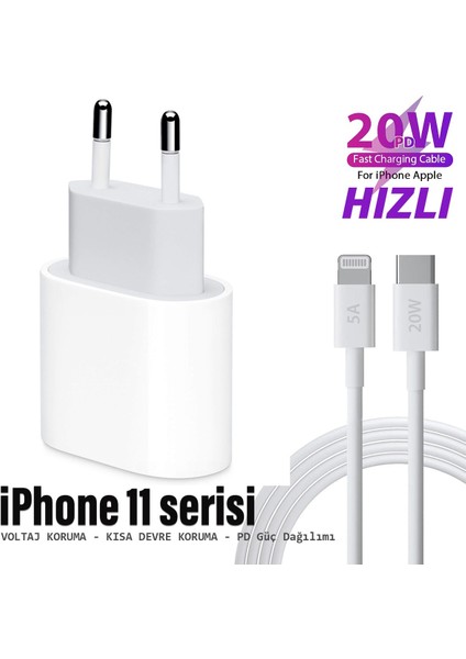 IPHONE11 11 Pro 11 Pro Max Uyumlu Şarj Aleti ve Kablosu 20W Hızlı Pd Type-C