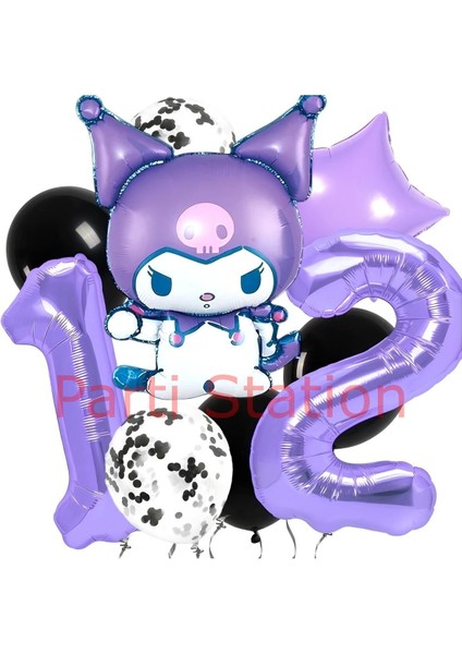 Kuromi 12 Yaş Balon Set Yıldız Balon Anime Sanrio Hello Kitty Kuromi Konsept Doğum Günü Balon Set