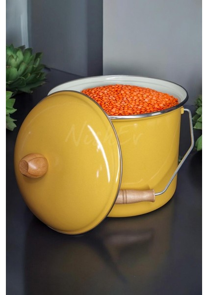 Italyan Emaye Yoğurt Tenceresi Emaye Bakraç 20CM 5lt – Sarı