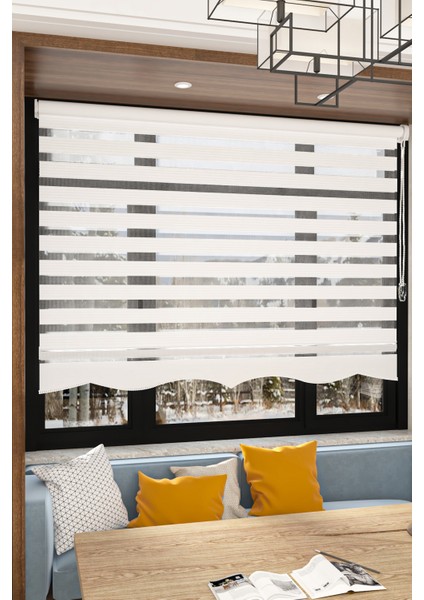 Modern Beyaz Pliseli Etek Dilimli Zebra Stor Perde fiyatları