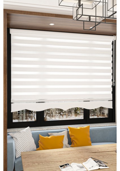 Modern Beyaz Pliseli Etek Dilimli Zebra Stor Perde modelleri