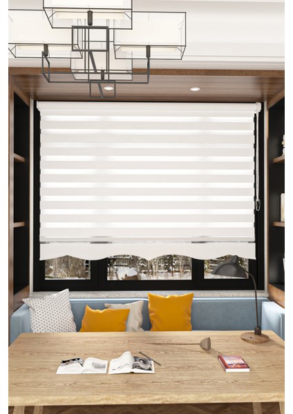 Modern Beyaz Pliseli Etek Dilimli Zebra Stor Perde fırsatları