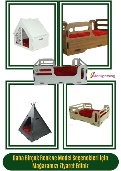 Ahşap Büyük Kedi Yatağı Premium Kalite Siyah Mermer Kedi Evi 50x35 cm Model 4 fırsatları