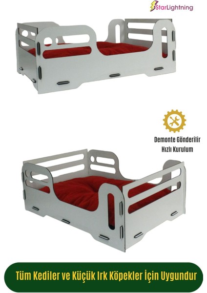 Ahşap Büyük Kedi Yatağı Premium Kalite Siyah Mermer Kedi Evi 50x35 cm Model 4 indirimleri