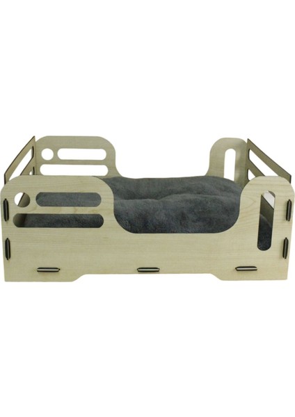 Büyük Kedi Yatağı Dekoratif Ahşap Dayanıklı Siyah Renk Model 4