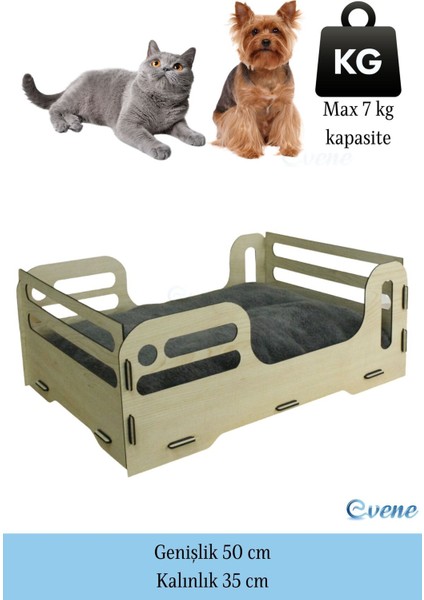 Büyük Kedi Yatağı Dekoratif Ahşap Dayanıklı Siyah Renk Model 4 fiyatları