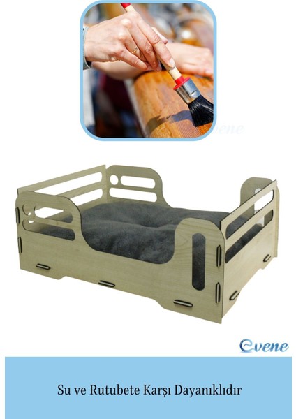 Büyük Kedi Yatağı Dekoratif Ahşap Dayanıklı Siyah Renk Model 4 indirimleri