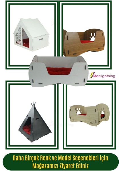 Ahşap Büyük Kedi Yatağı Premium Kalite Açık Meşe Kedi Evi 50x35 cm Model 6 fırsatları