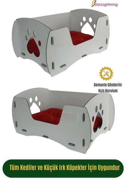 Ahşap Büyük Kedi Yatağı Premium Kalite Açık Meşe Kedi Evi 50x35 cm Model 6 indirimleri