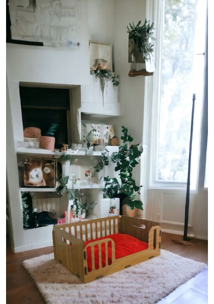 Ahşap Büyük Kedi Yatağı Premium Kalite Ceviz Kedi Evi 50X35 cm Model 5