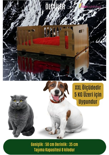 Ahşap Büyük Kedi Yatağı Premium Kalite Ceviz Kedi Evi 50X35 cm Model 5 fiyatları