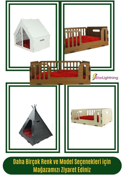 Ahşap Büyük Kedi Yatağı Premium Kalite Ceviz Kedi Evi 50X35 cm Model 5 fırsatları