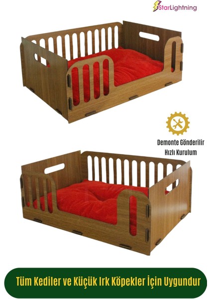 Ahşap Büyük Kedi Yatağı Premium Kalite Ceviz Kedi Evi 50X35 cm Model 5 indirimleri