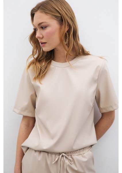 Kısa Kol Deri Bluz - Taş modelleri