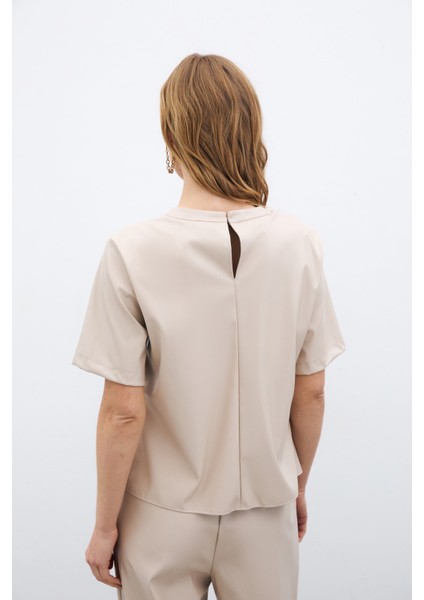 Kısa Kol Deri Bluz - Taş fırsatları