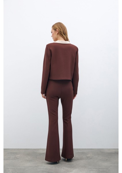 Düğmeli Kısa Ceket - Kahve fırsatları