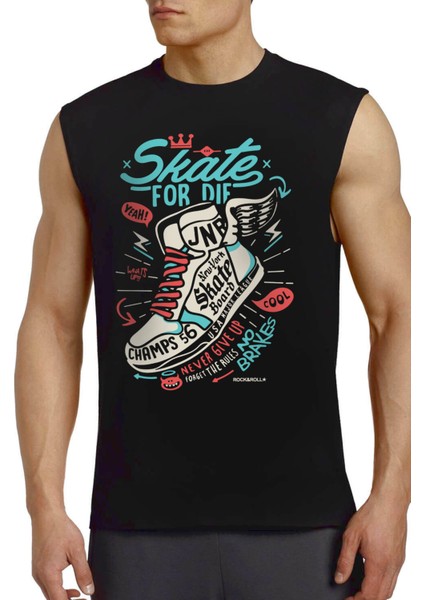Kanatlı Ayakkabı Siyah Kesik Kol / Kolsuz T-Shirt