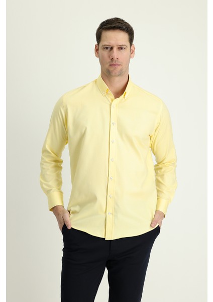 Uzun Kol Slim Fit Dar Kesim Oxford Pamuk Gömlek