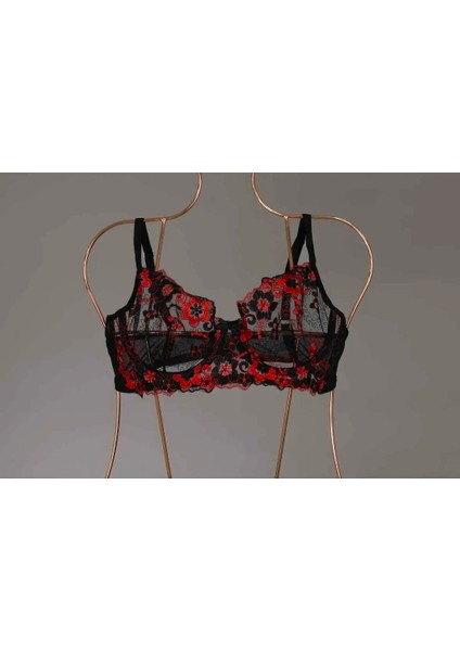 Çiçek Desenli Brode Bralet Alt Üst Takım - Güpürlü Tül Sütyen ve Külot Takım - Iç Çamaşırı Takımı Hediye fiyatları
