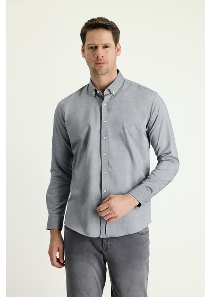 Uzun Kol Slim Fit Dar Kesim Oxford Pamuk Gömlek