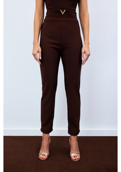 Bel Aksesuarlı Pantolon - Kahve fırsatları