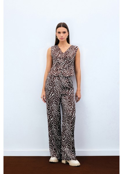Zebra Desen Pantolon - Kahve modelleri