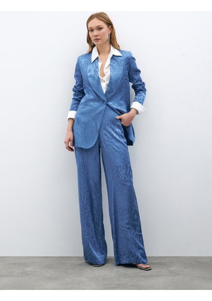 Desenli Saten Pantolon - Indigo modelleri