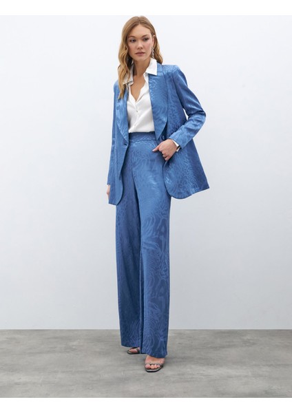Desenli Saten Pantolon - Indigo fırsatları