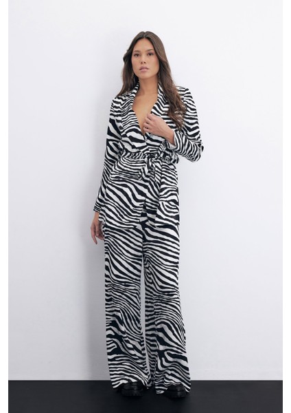 Salaş Zebra Desen Pantolon - Siyah modelleri