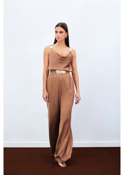 Salaş Krep Saten Pantolon - Camel fiyatları