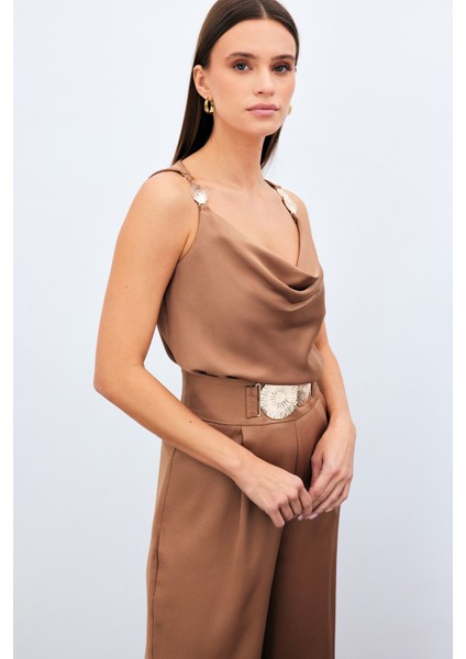 Salaş Krep Saten Pantolon - Camel modelleri