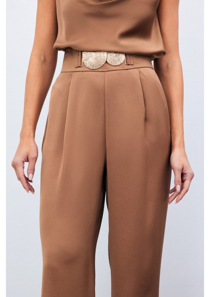 Salaş Krep Saten Pantolon - Camel fırsatları