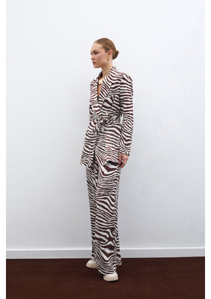 Salaş Zebra Desen Pantolon - Kahve fiyatları