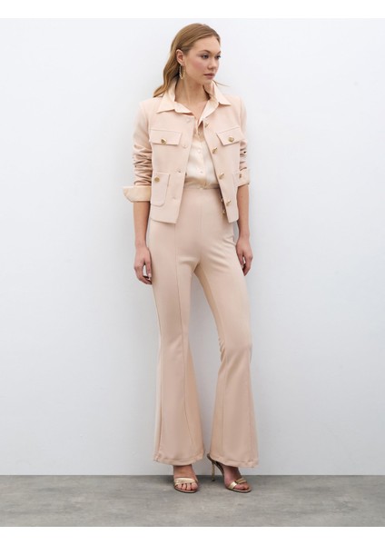 Ispanyol Paça Pantolon - Bej