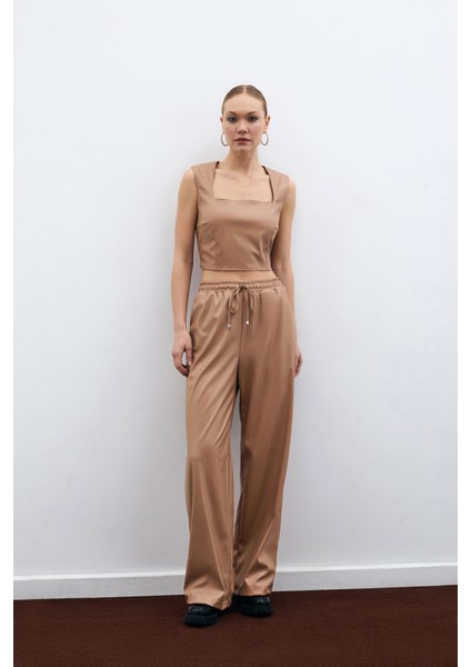 Salaş Deri Pantolon - Bej