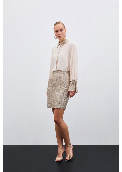 Payet Detaylı Gömlek - Bej fırsatları