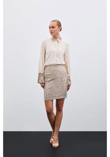 Payet Detaylı Gömlek - Bej indirimleri