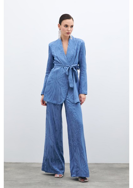 Yüksek Bel Desenli Pantolon - Indigo modelleri