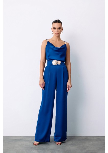 Salaş Krep Saten Pantolon - Sax Mavi fiyatları