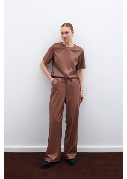 Salaş Deri Pantolon - Kahve