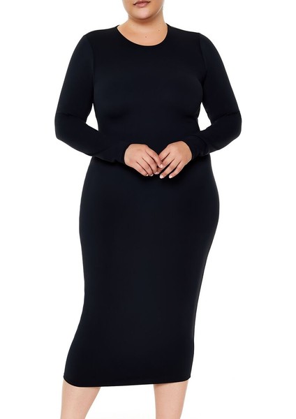 Plus Size Şekillendiren Midi Elbise