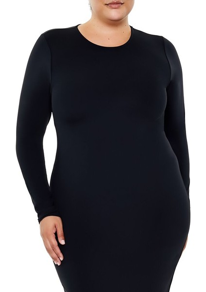 Plus Size Şekillendiren Midi Elbise
