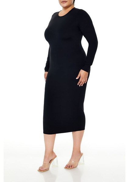 Plus Size Şekillendiren Midi Elbise
