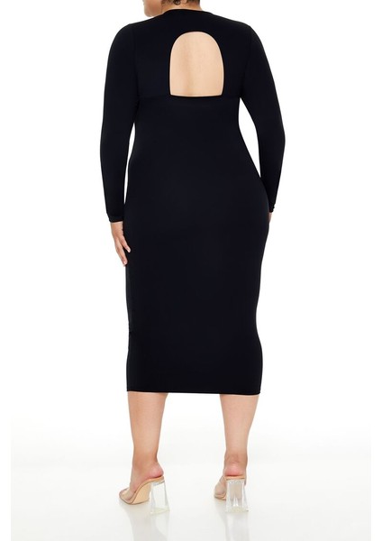 Plus Size Şekillendiren Midi Elbise
