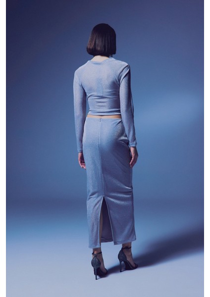 Büzgü Detaylı Simli Bluz - Gümüş indirimleri