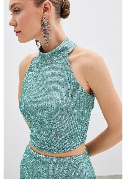 Kolsuz Payetli Bluz - Mint fırsatları