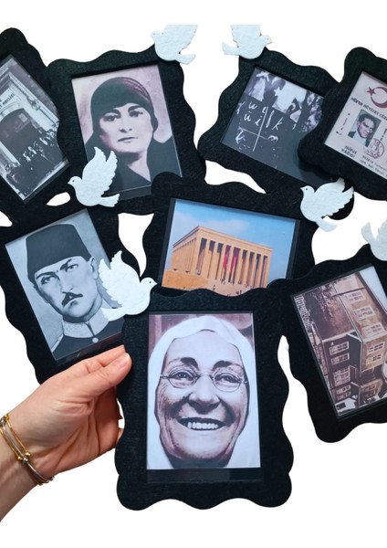 Meşaleli, Imzalı ve Resimli Atatürk Köşesi Panosu Keçe