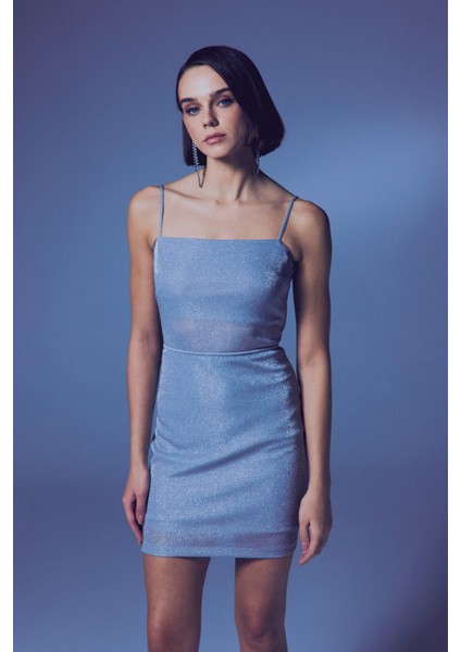 Simli Ip Askılı Bodysuit - Gümüş