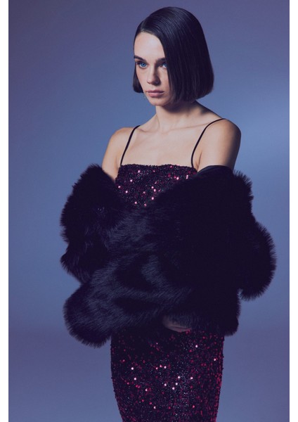 Ip Askılı Payet Crop - Bordo indirimleri