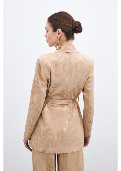 Kuşaklı Uzun Ceket - Vizon indirimleri